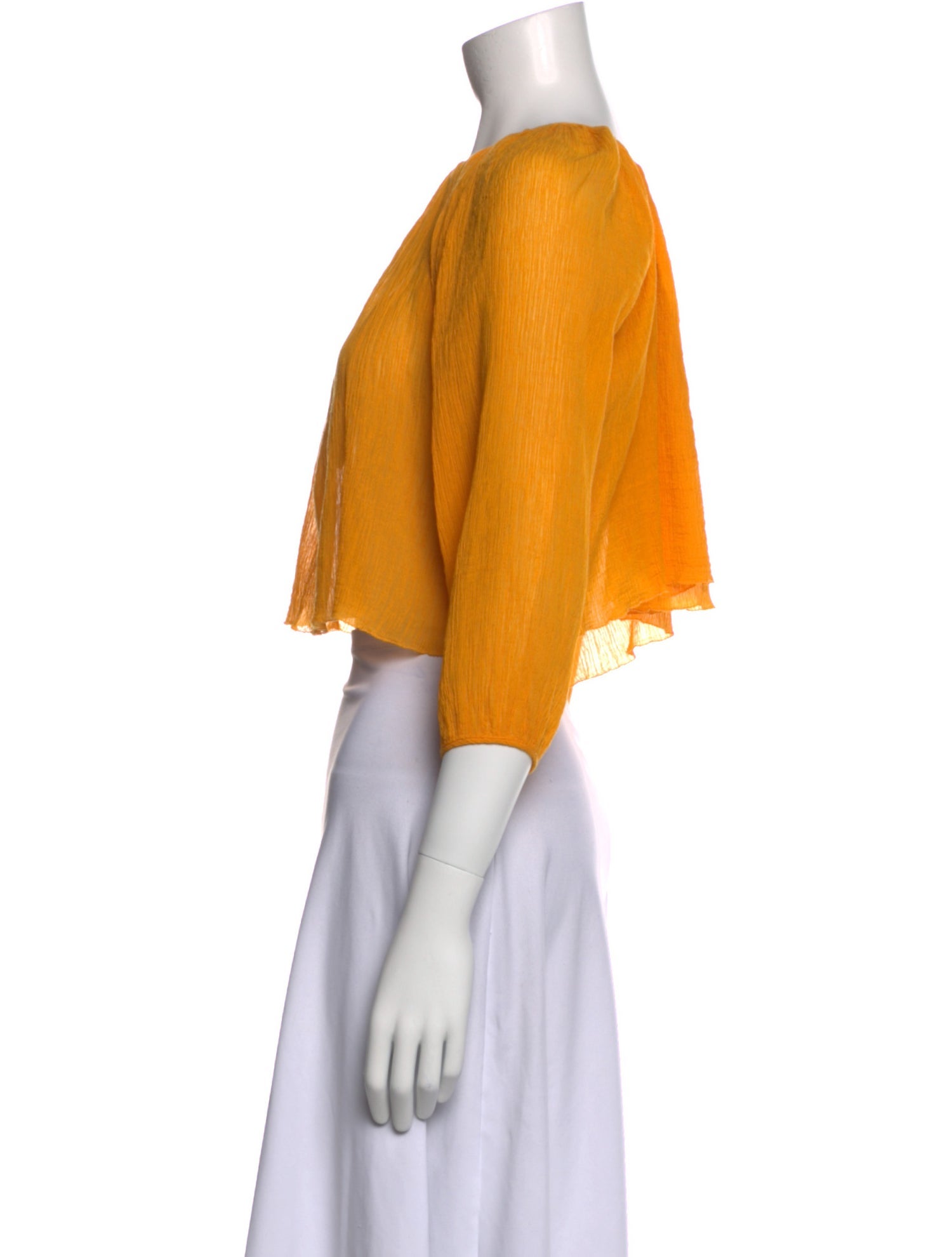 Marysia Swim Bateau Neckline Three-Quarter Sleeve Crop Top