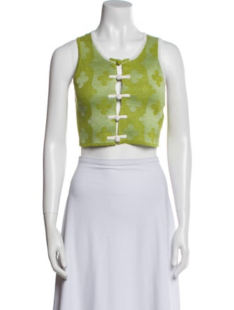 Yan Yan Knits Linen Printed Crop Top