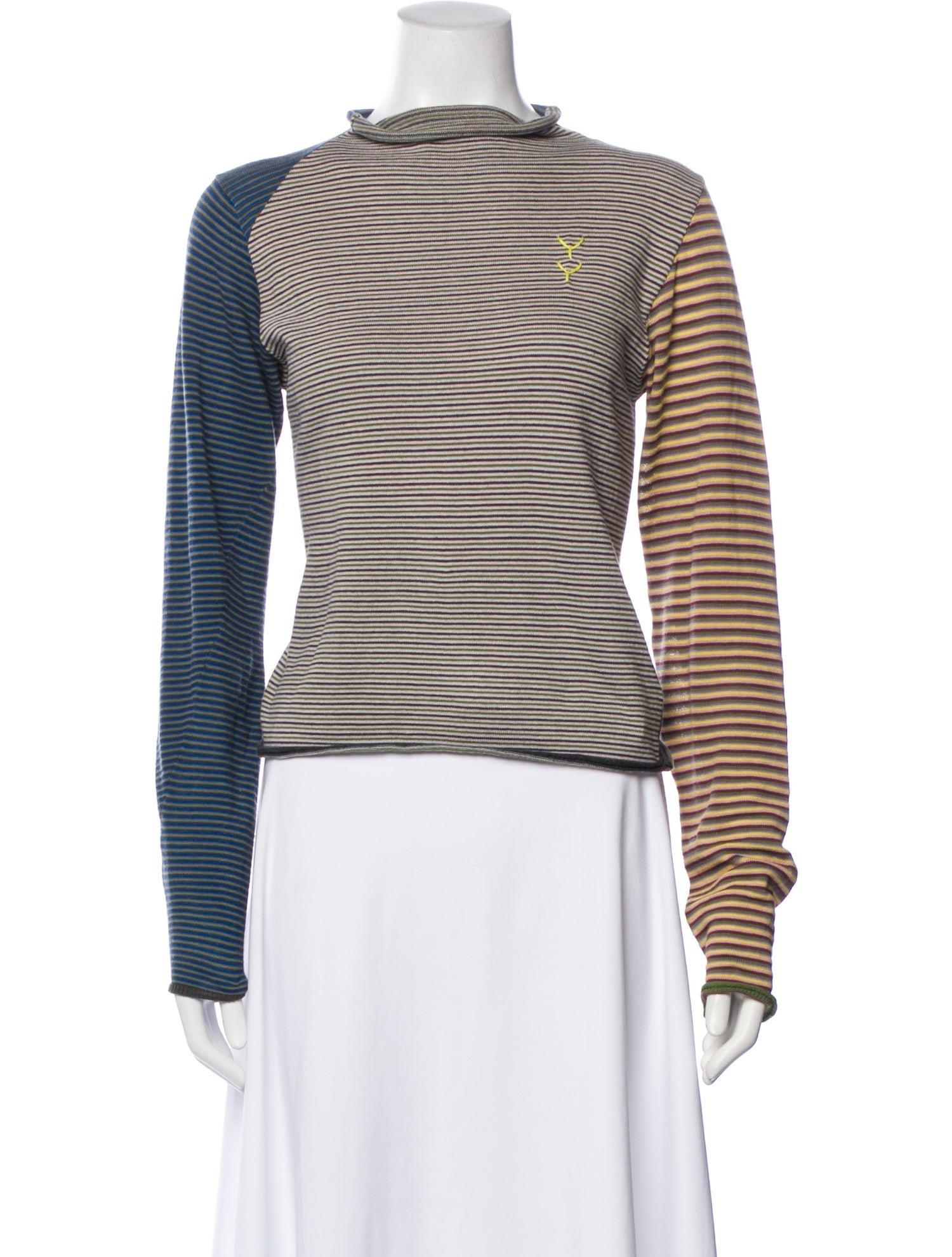 Yan Yan Knits Striped Mock Neck Top