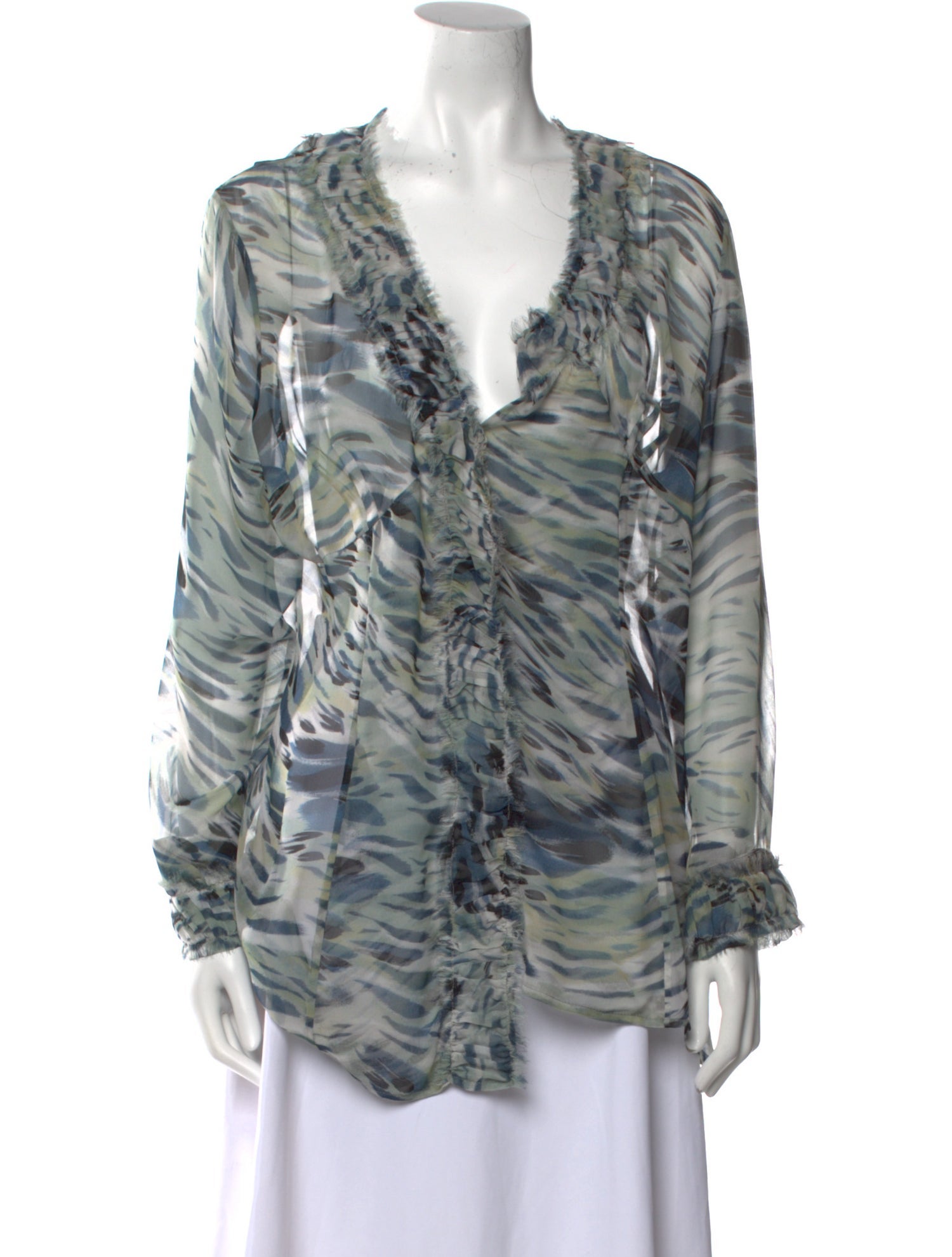 Cynthia Rose Animal Print V-Neck Blouse