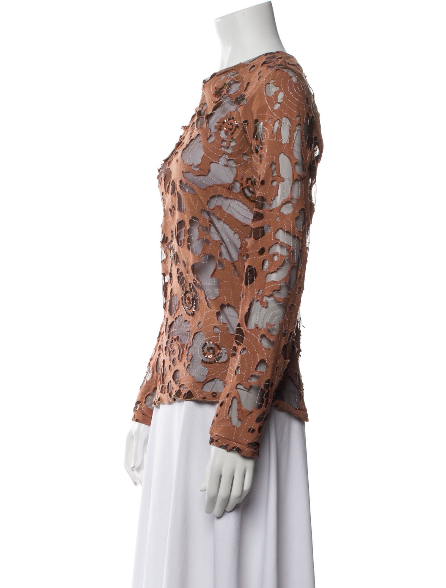 Cynthia Rose Printed Crew Neck Blouse