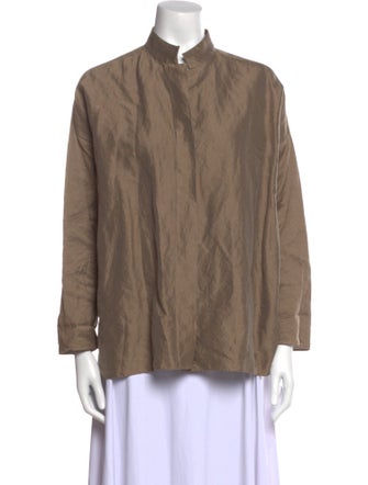 Yeohlee Mock Neck Long Sleeve Button-Up Top