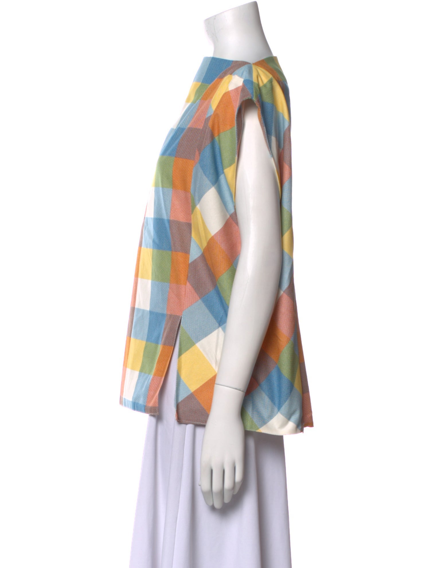 Yeohlee Plaid Print Bateau Neckline T-Shirt