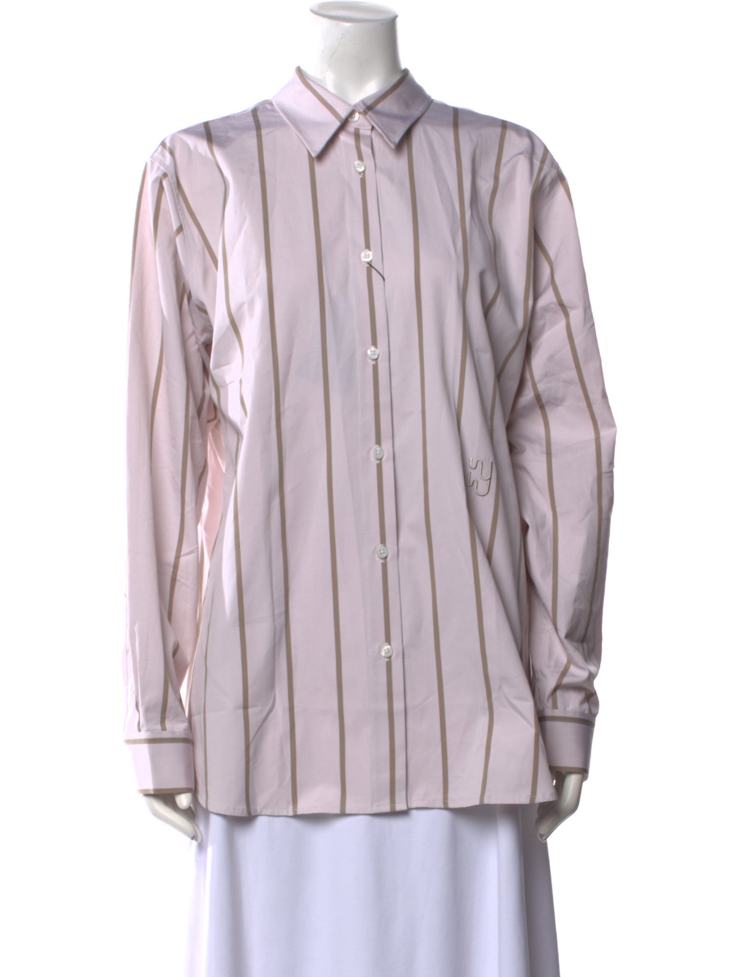 YAITTE Striped Long Sleeve Button-Up Top