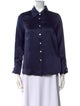 YAITTE Silk Three-Quarter Sleeve Button-Up Top