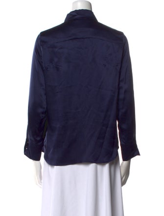YAITTE Silk Three-Quarter Sleeve Button-Up Top