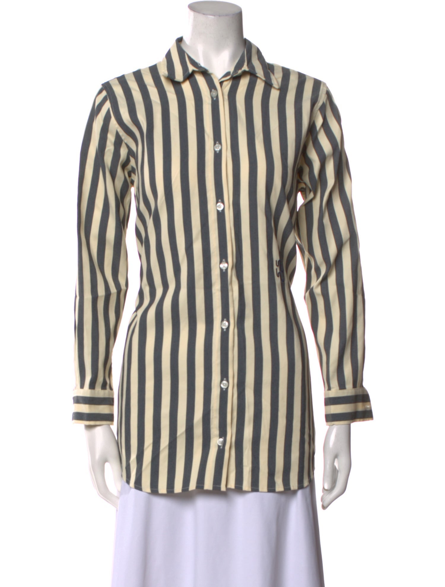YAITTE Striped Long Sleeve Button-Up Top