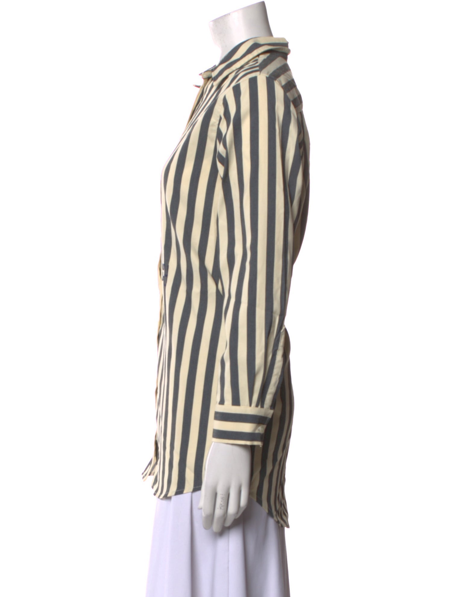 YAITTE Striped Long Sleeve Button-Up Top