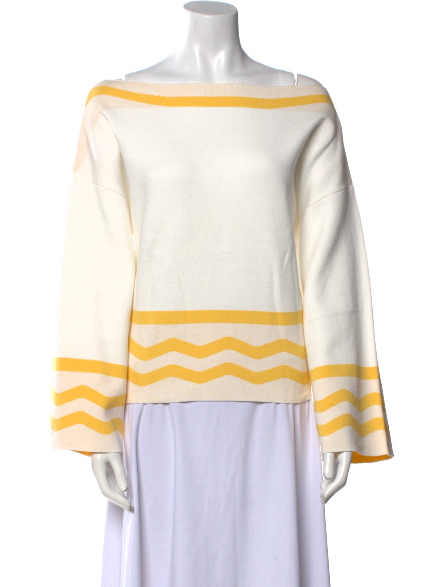 YAITTE Striped Bateau Neckline Tunic