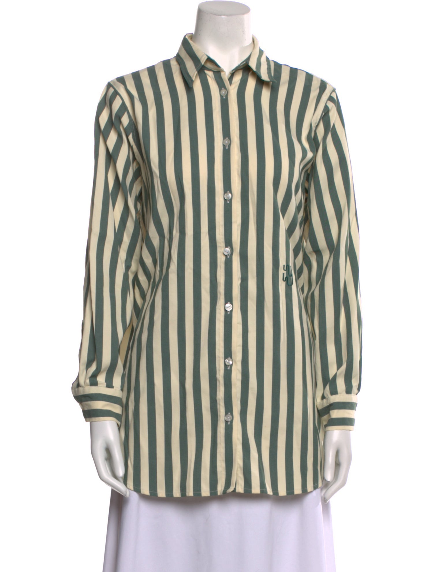 YAITTE Striped Long Sleeve Button-Up Top