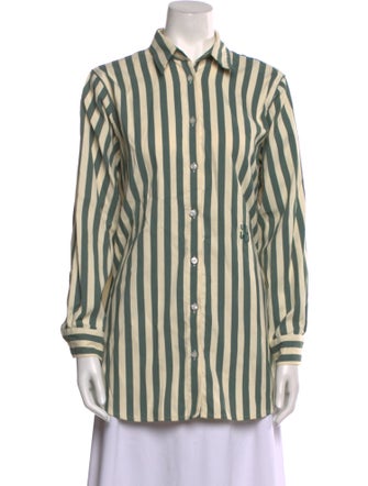 YAITTE Striped Long Sleeve Button-Up Top
