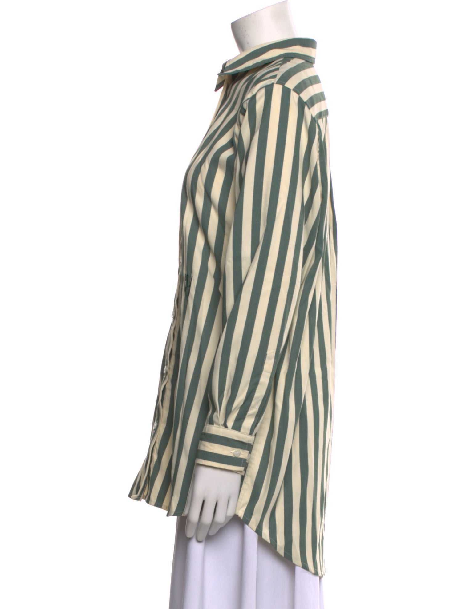 YAITTE Striped Long Sleeve Button-Up Top