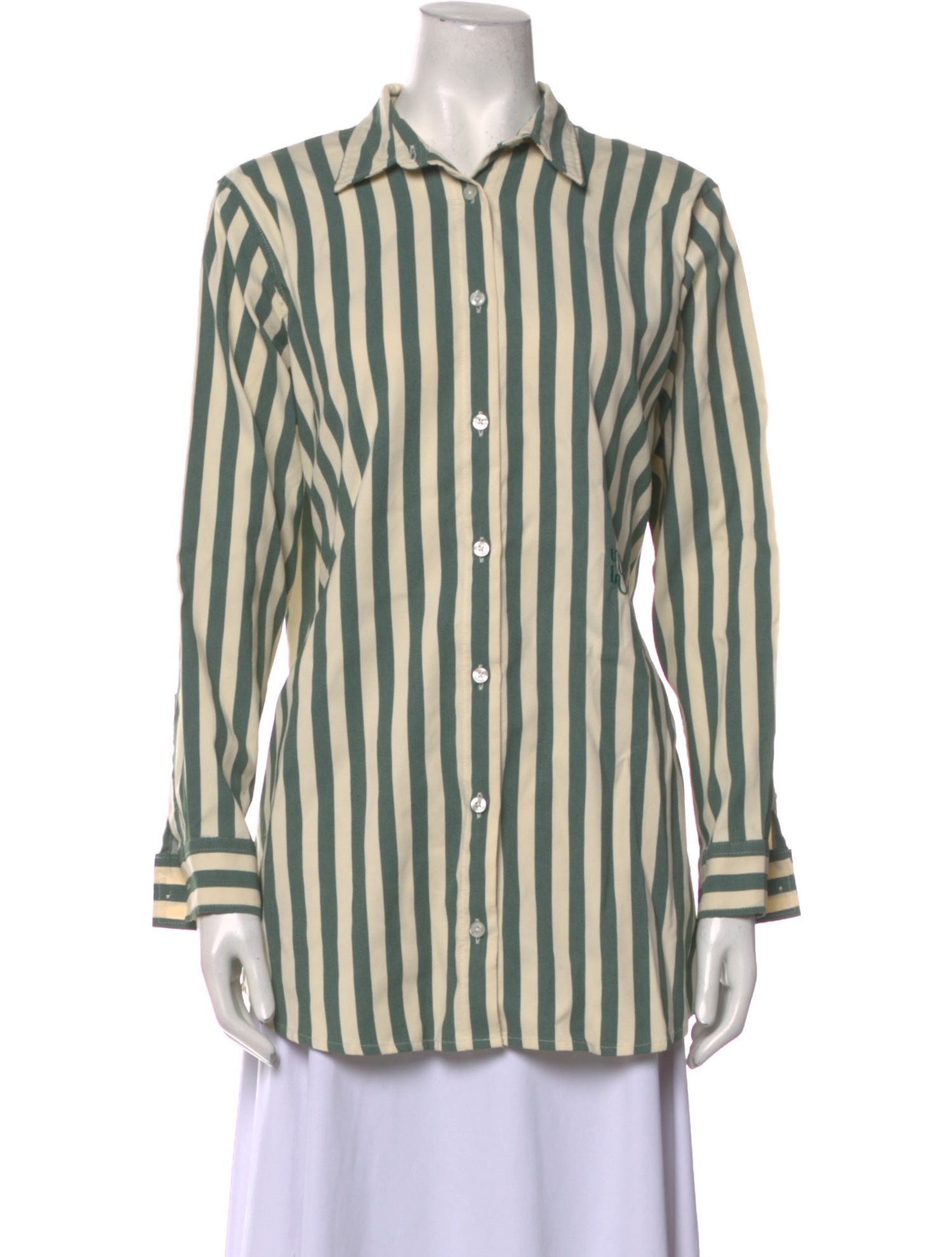 YAITTE Striped Long Sleeve Button-Up Top