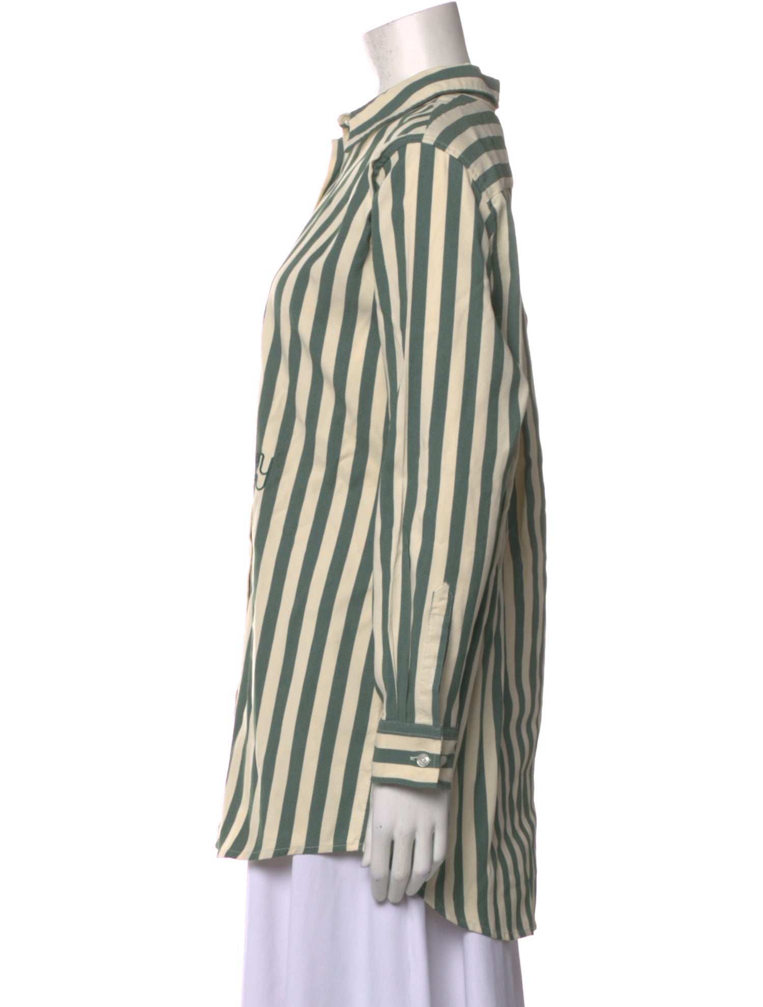 YAITTE Striped Long Sleeve Button-Up Top