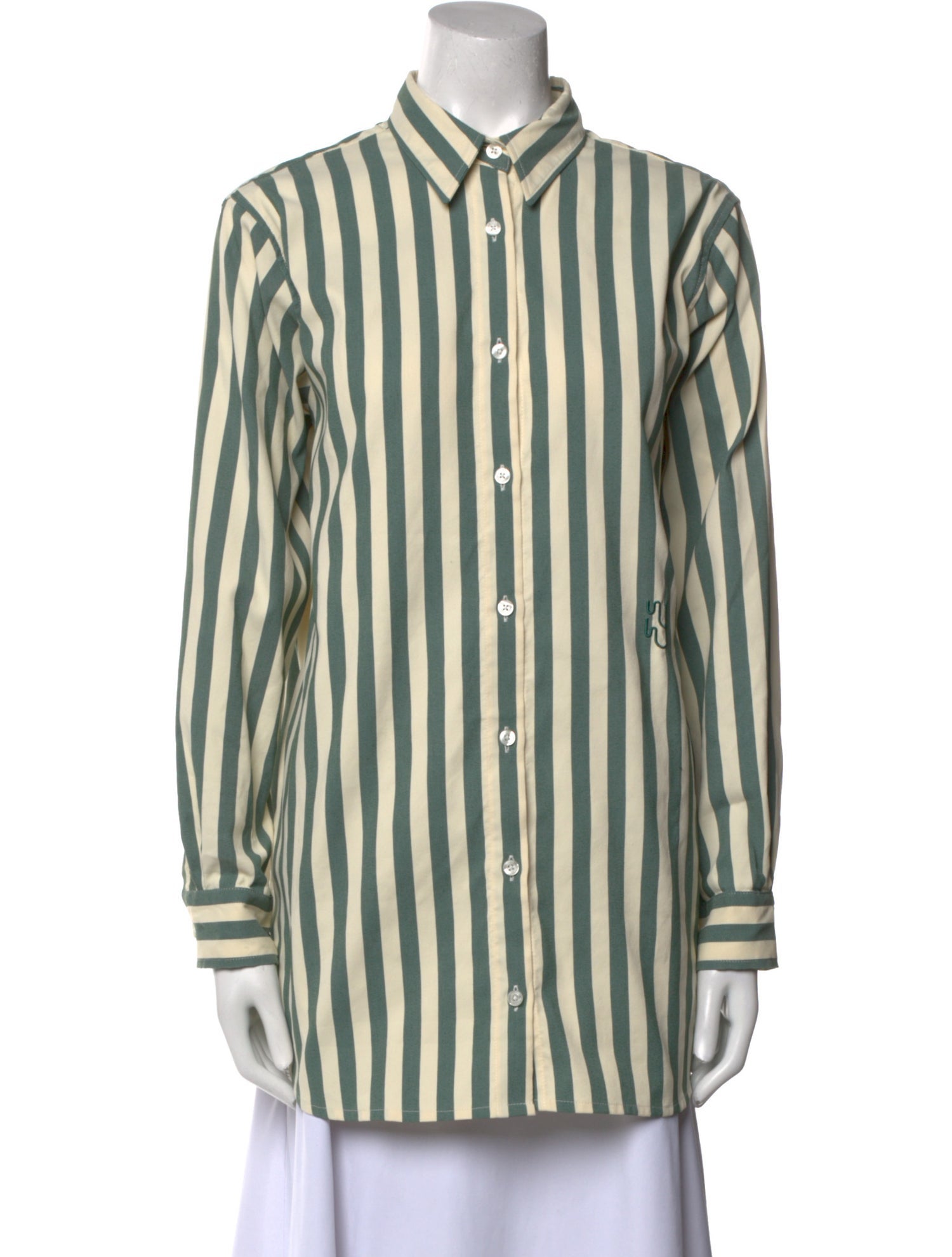 YAITTE Striped Long Sleeve Button-Up Top