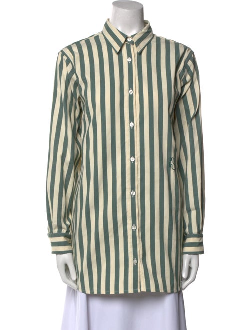 YAITTE Striped Long Sleeve Button-Up Top