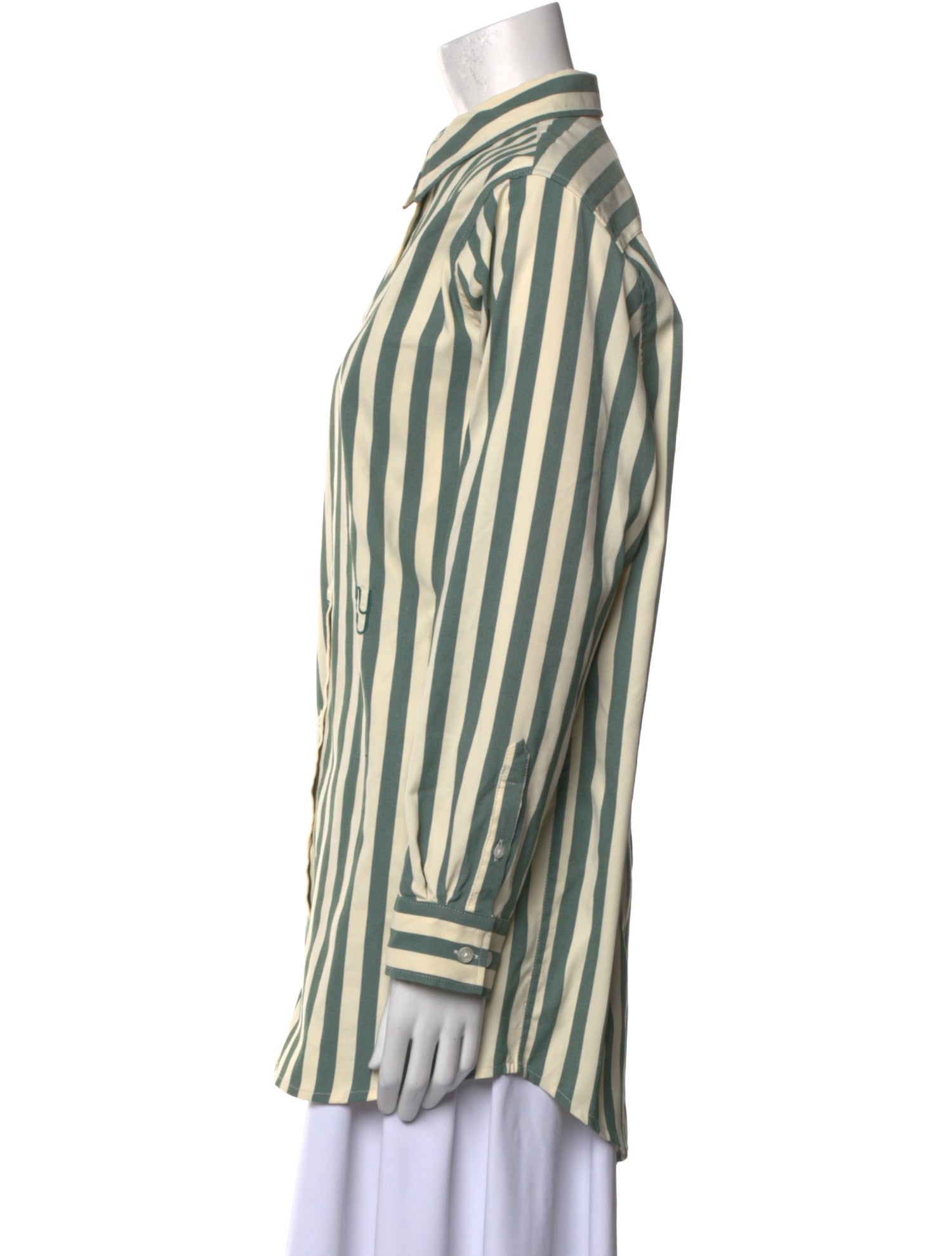 YAITTE Striped Long Sleeve Button-Up Top