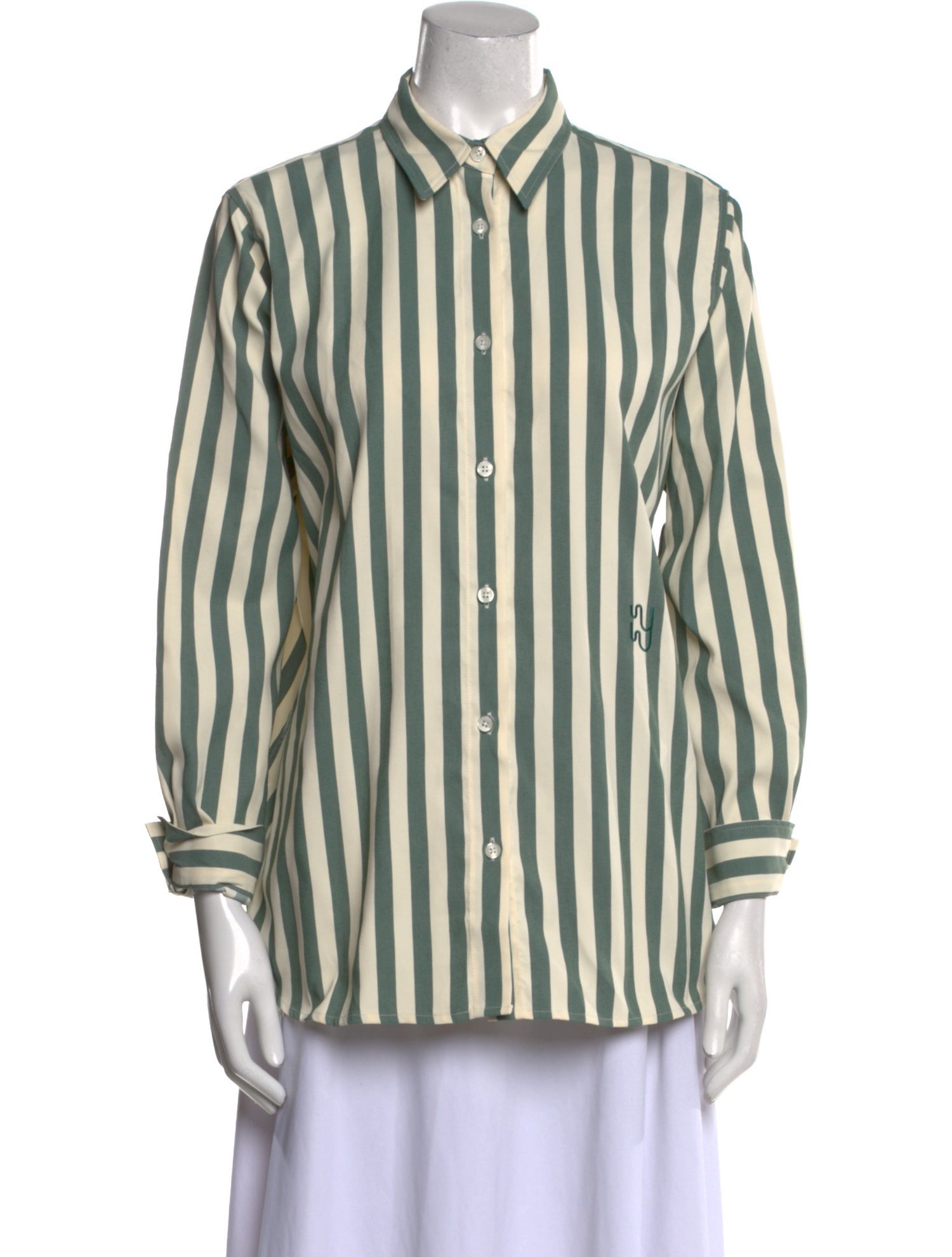 YAITTE Striped Long Sleeve Button-Up Top