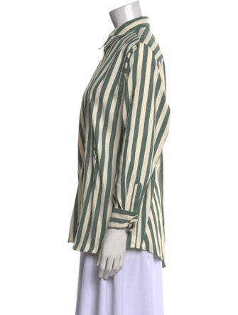 YAITTE Striped Long Sleeve Button-Up Top