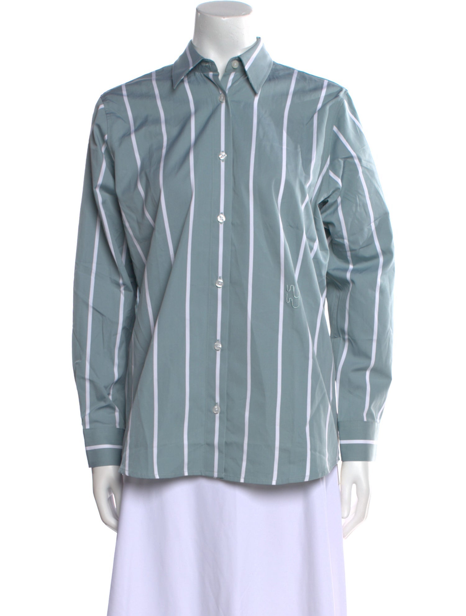 YAITTE Striped Long Sleeve Button-Up Top