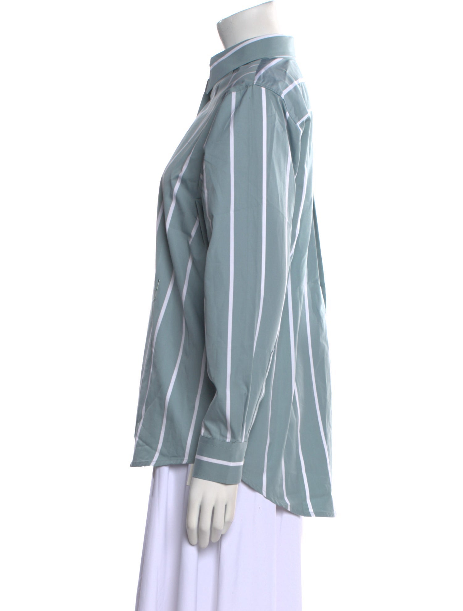 YAITTE Striped Long Sleeve Button-Up Top