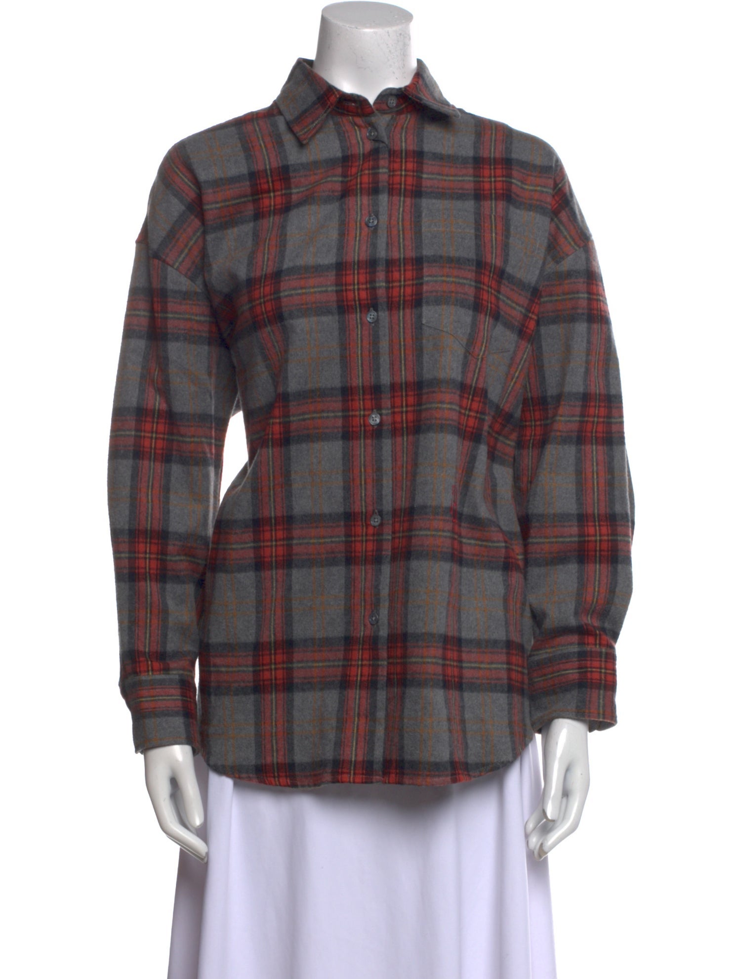 YAITTE Plaid Print Long Sleeve Button-Up Top w/ Tags