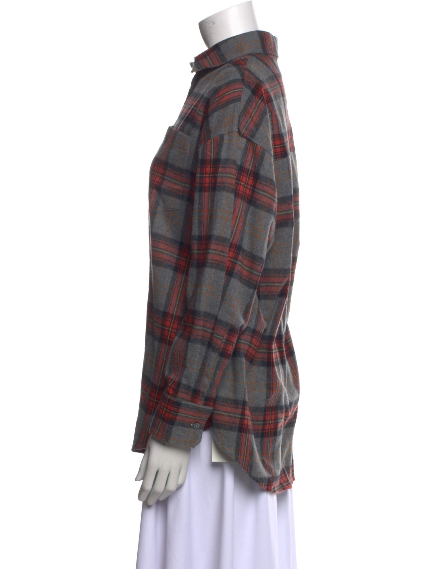 YAITTE Plaid Print Long Sleeve Button-Up Top w/ Tags