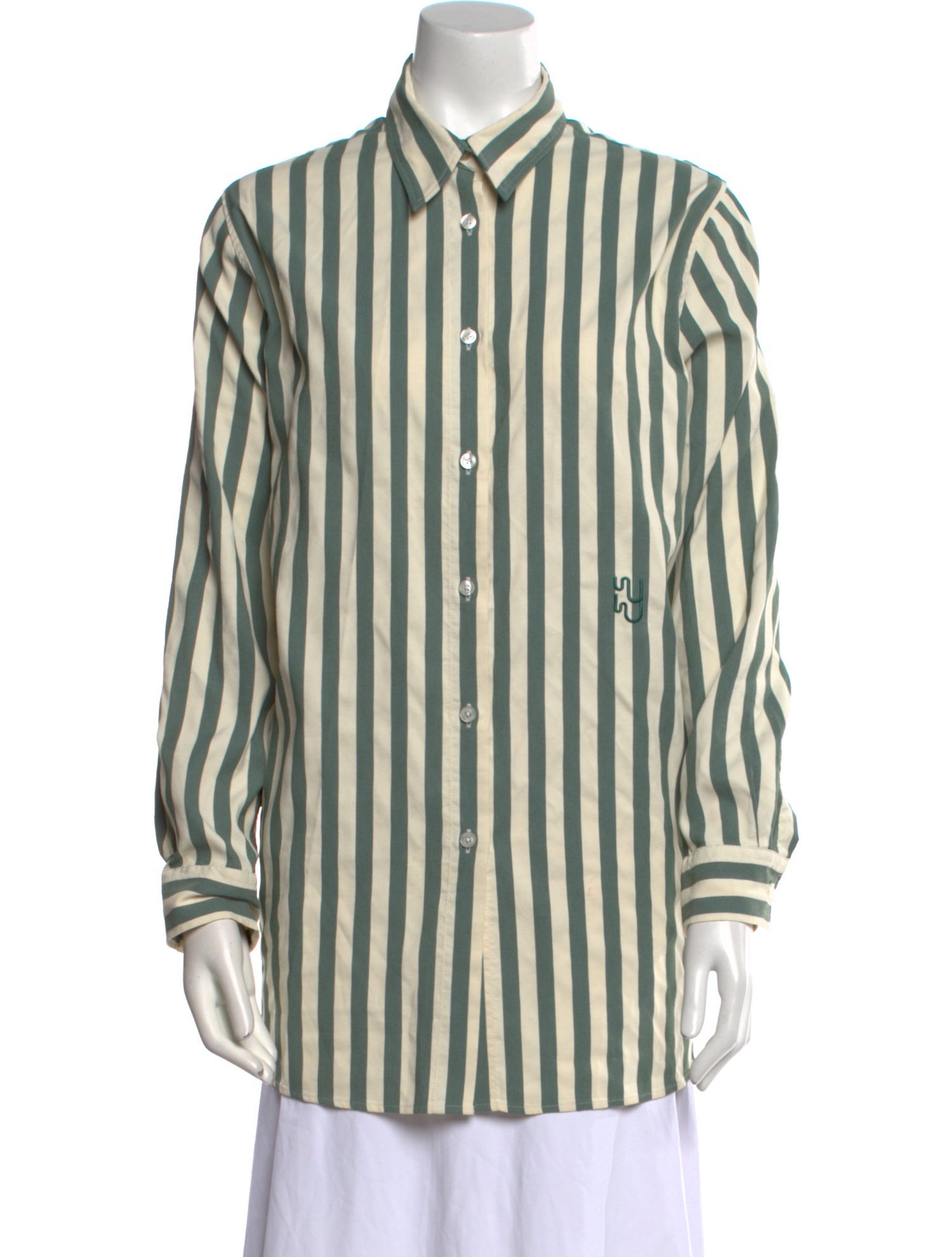 YAITTE Striped Long Sleeve Button-Up Top