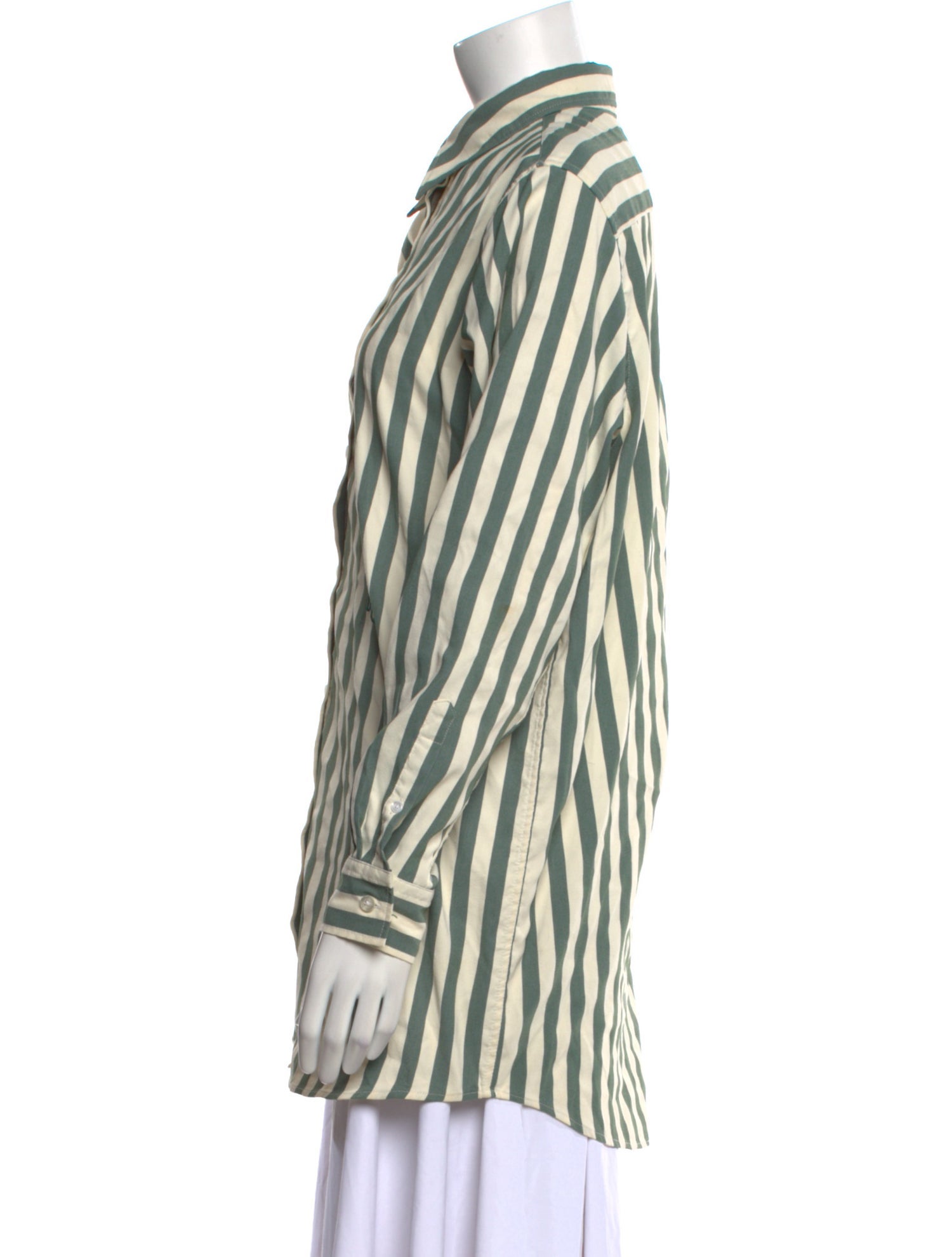 YAITTE Striped Long Sleeve Button-Up Top