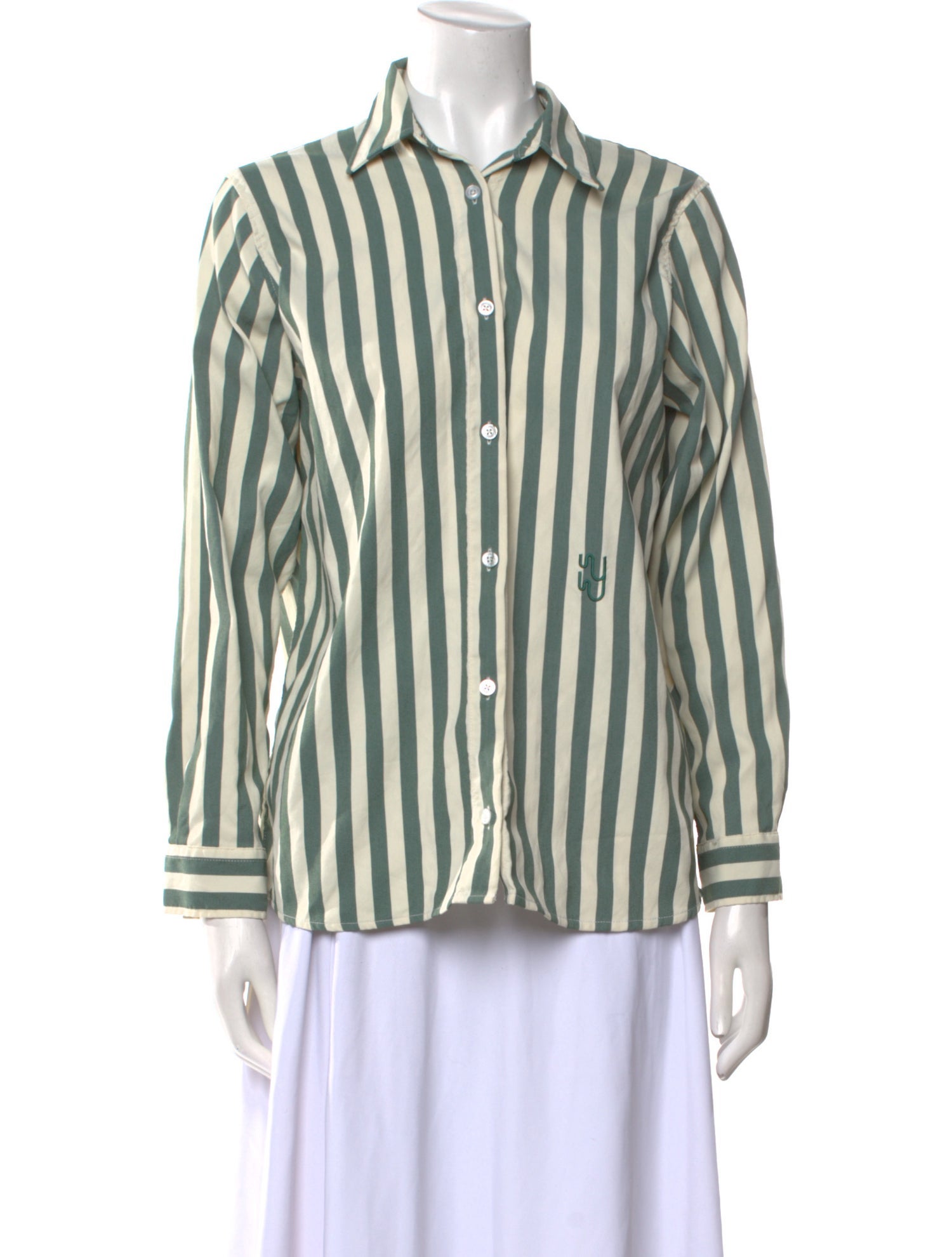 YAITTE Striped Long Sleeve Button-Up Top