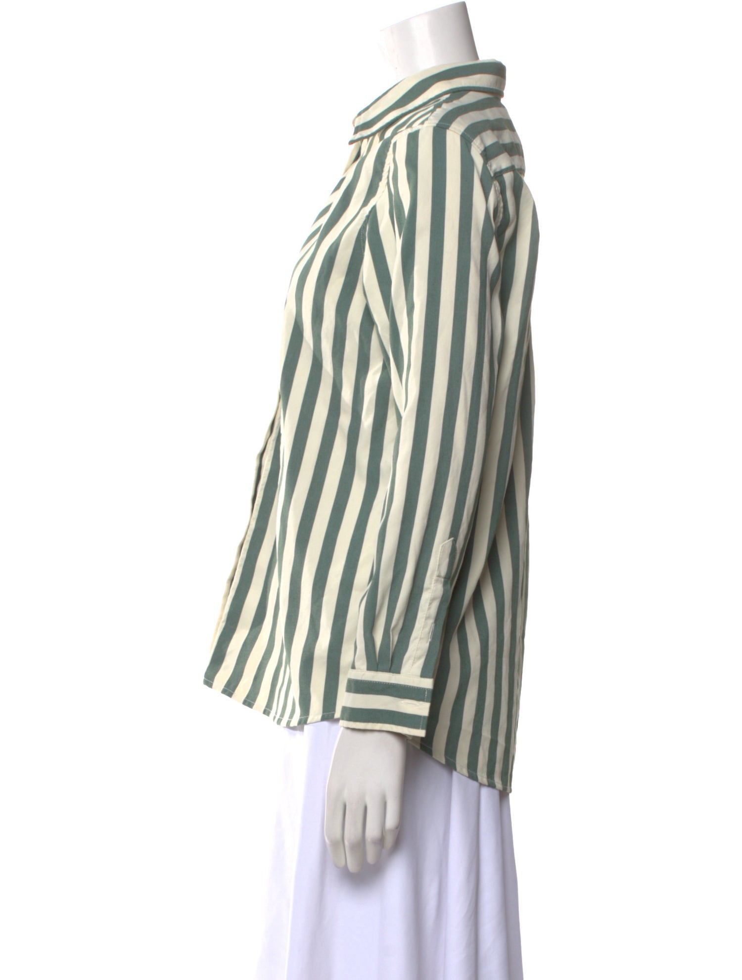YAITTE Striped Long Sleeve Button-Up Top