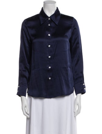 YAITTE Silk Long Sleeve Button-Up Top