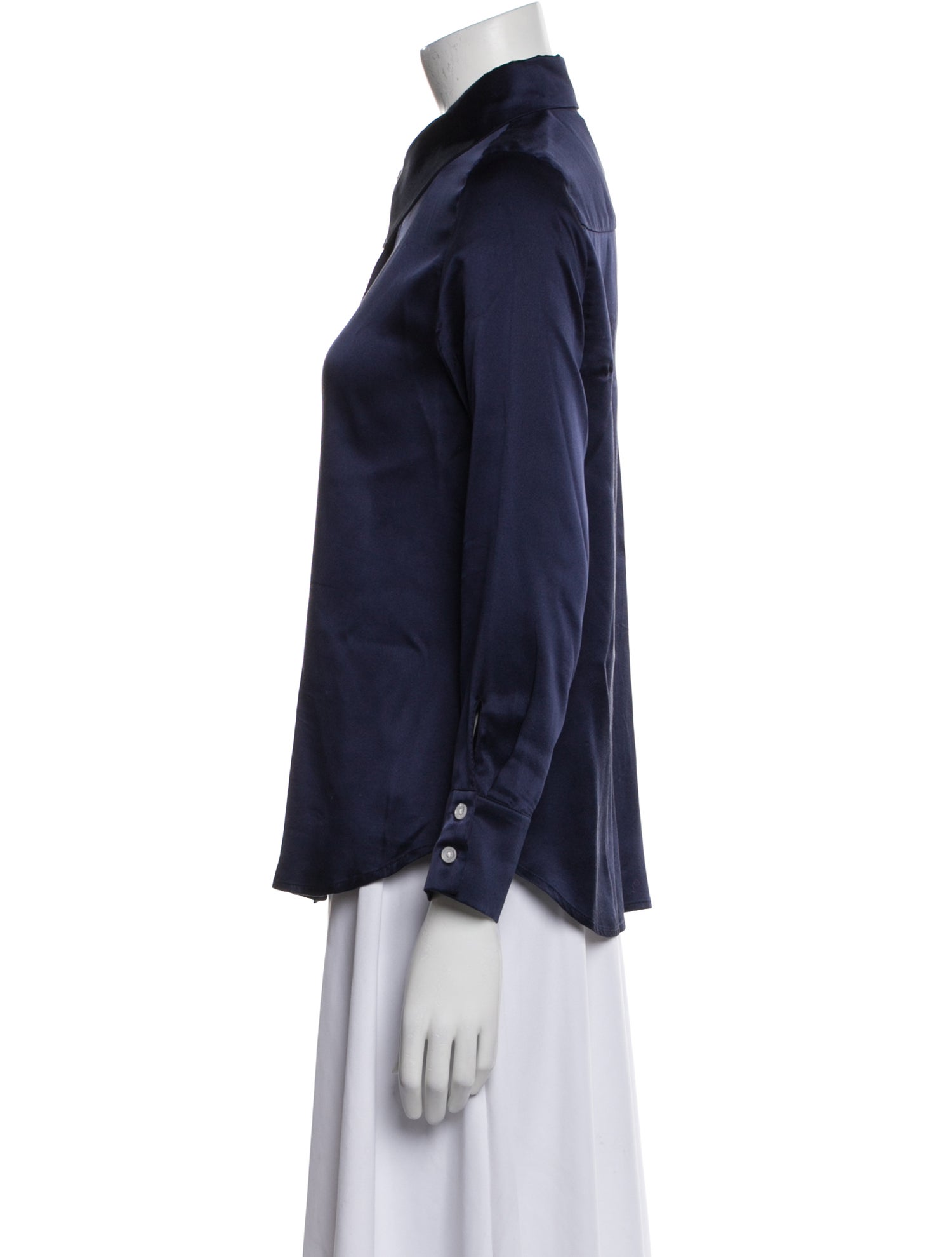 YAITTE Silk Long Sleeve Button-Up Top