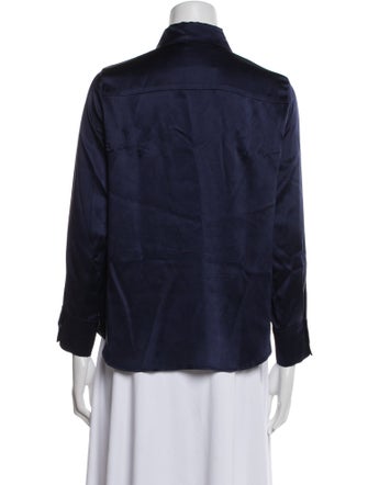 YAITTE Silk Long Sleeve Button-Up Top
