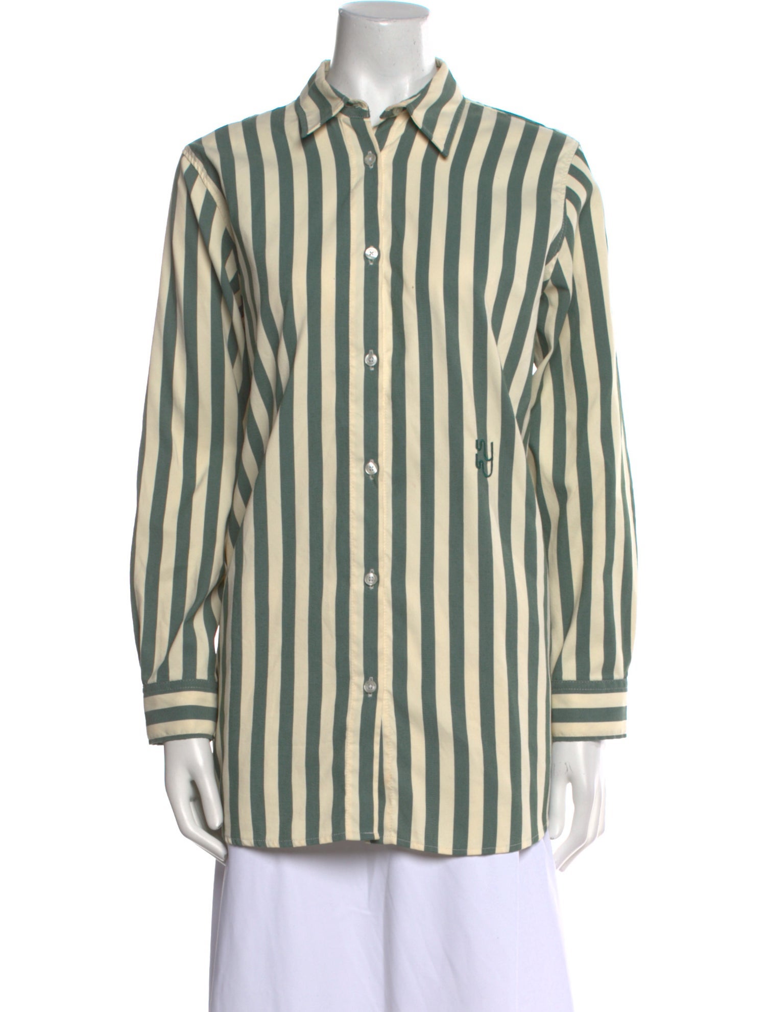 YAITTE Striped Long Sleeve Button-Up Top