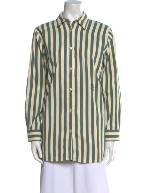 YAITTE Striped Long Sleeve Button-Up Top