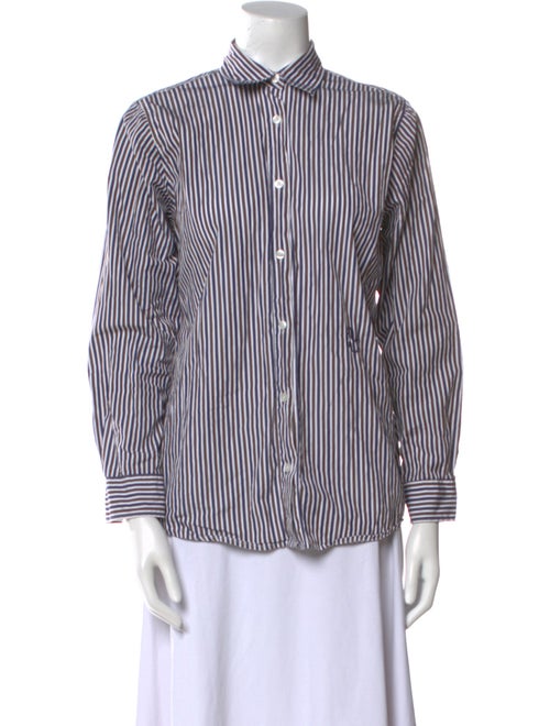 YAITTE Striped Three-Quarter Sleeve Button-Up Top