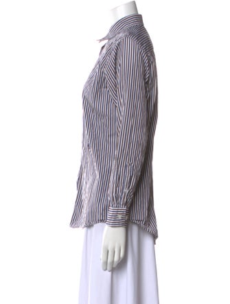 YAITTE Striped Three-Quarter Sleeve Button-Up Top