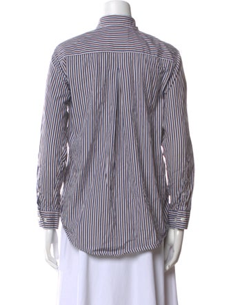 YAITTE Striped Three-Quarter Sleeve Button-Up Top