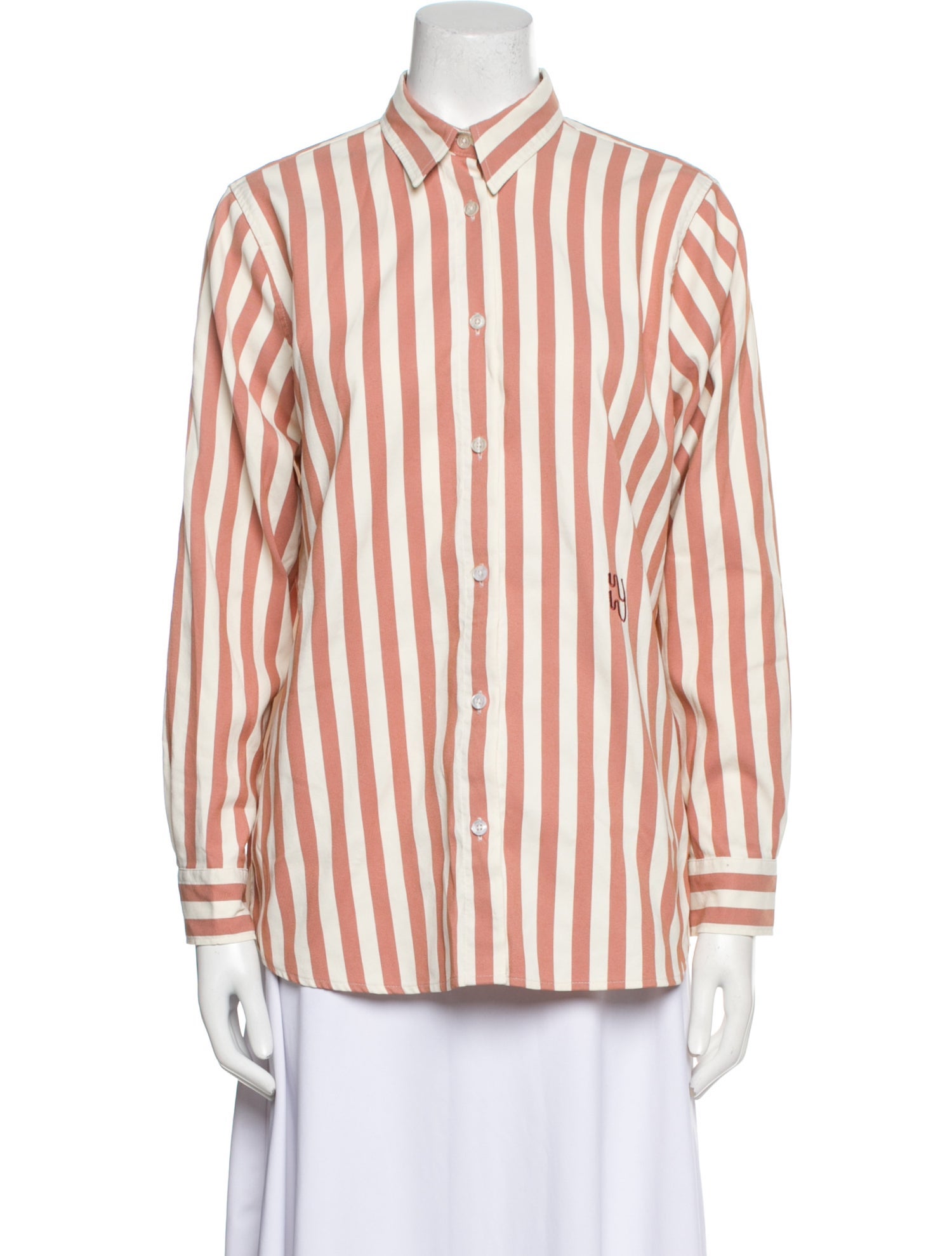 YAITTE Striped Long Sleeve Button-Up Top