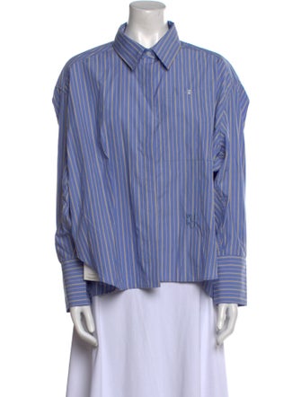 YAITTE Striped Long Sleeve Button-Up Top