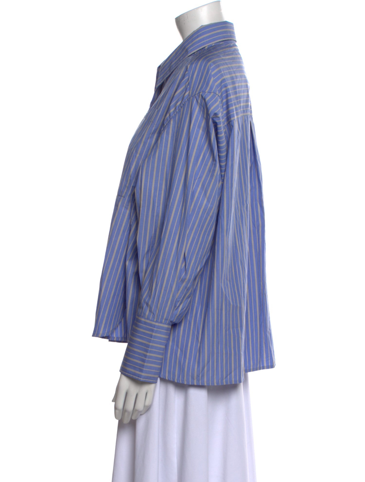 YAITTE Striped Long Sleeve Button-Up Top
