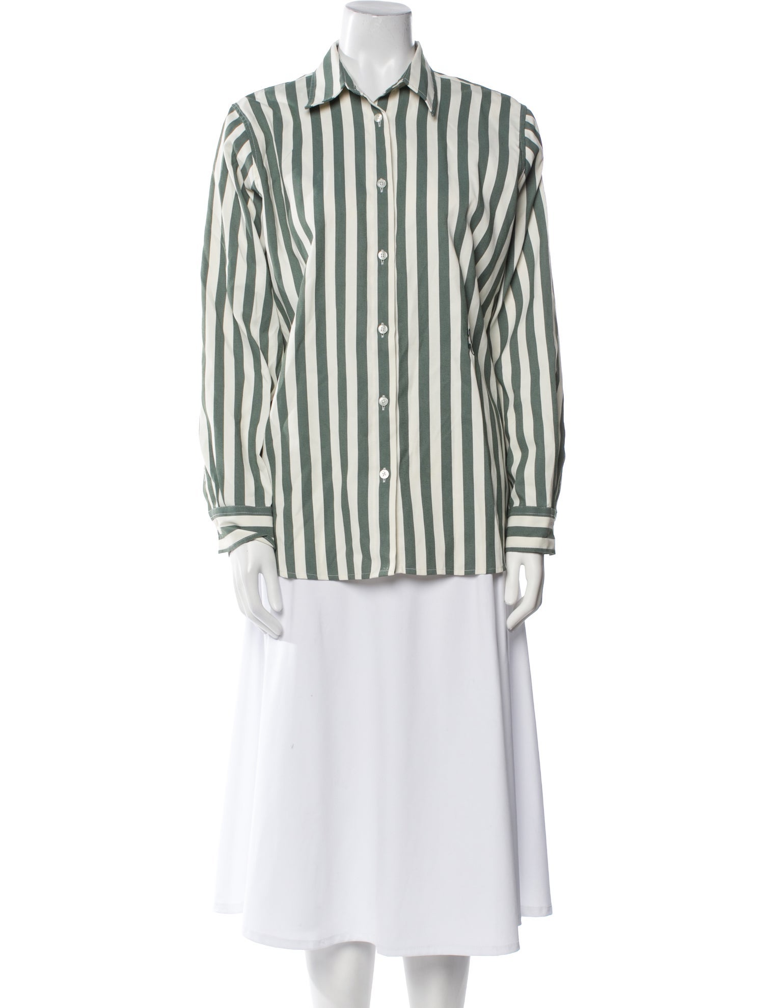 YAITTE Striped Long Sleeve Button-Up Top
