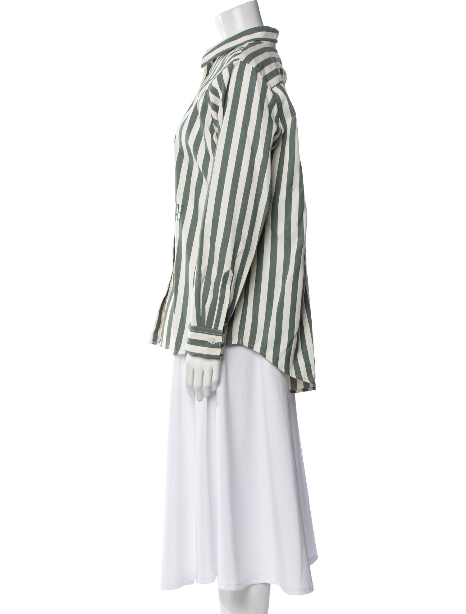 YAITTE Striped Long Sleeve Button-Up Top
