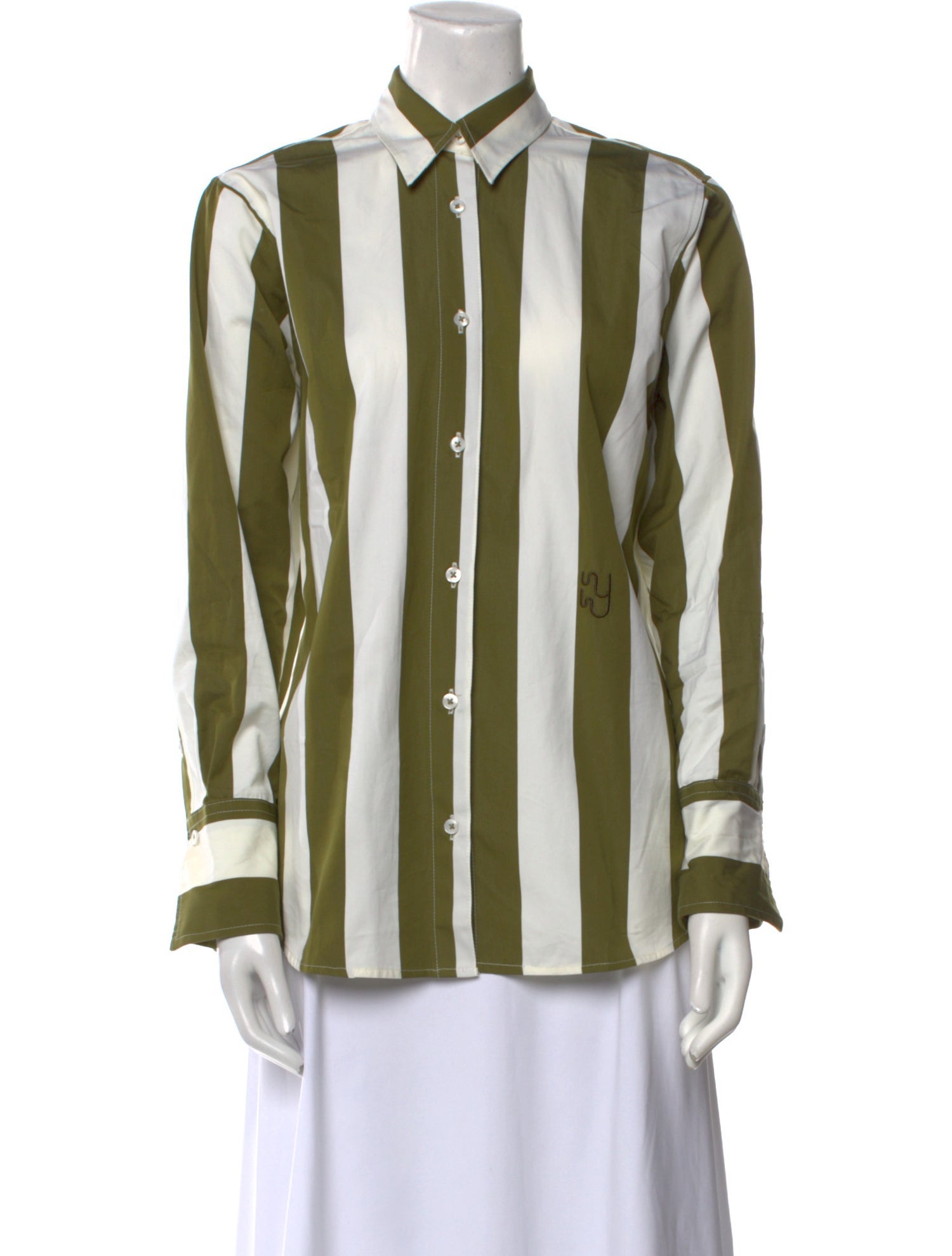 YAITTE Striped Long Sleeve Button-Up Top