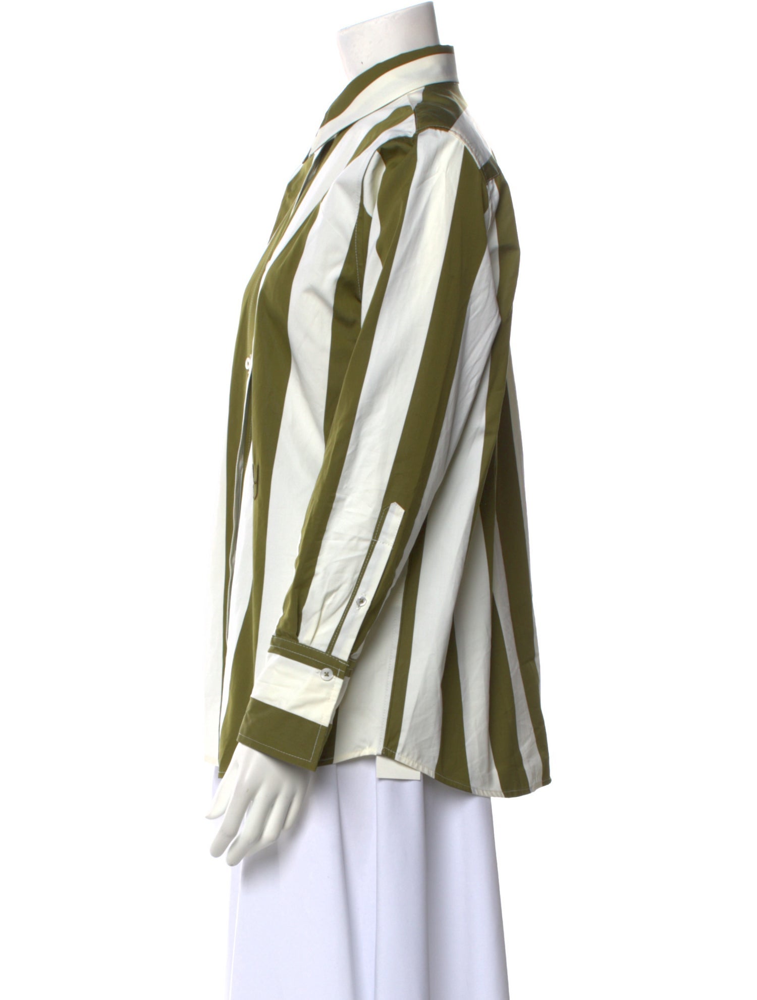 YAITTE Striped Long Sleeve Button-Up Top