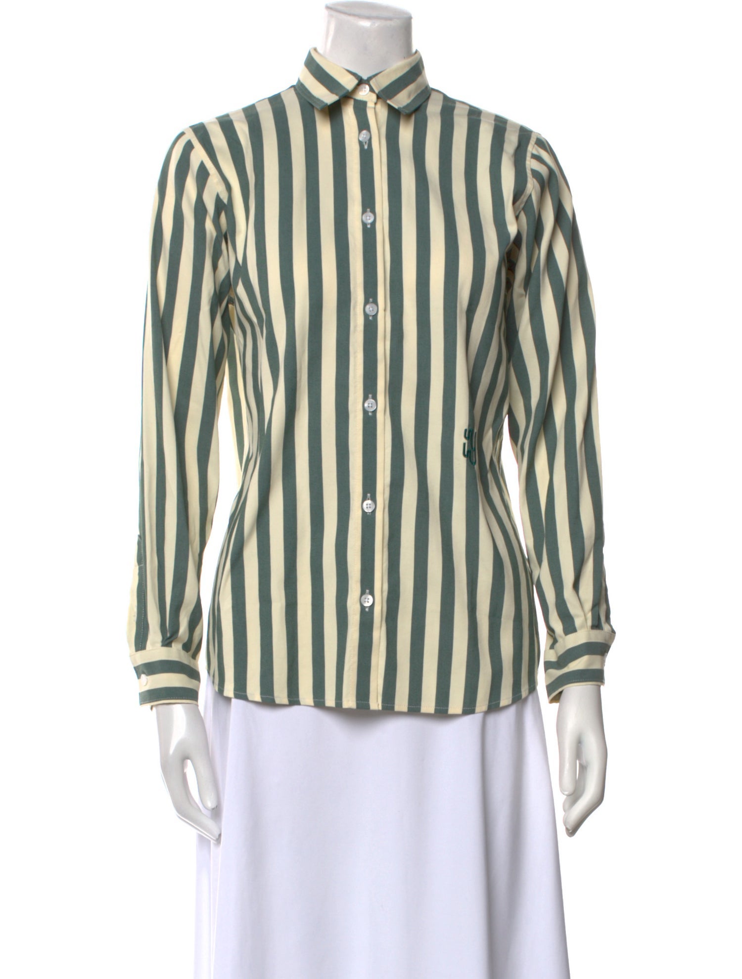 YAITTE Striped Long Sleeve Button-Up Top