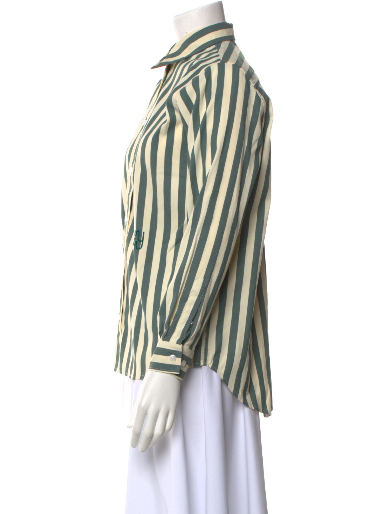 YAITTE Striped Long Sleeve Button-Up Top