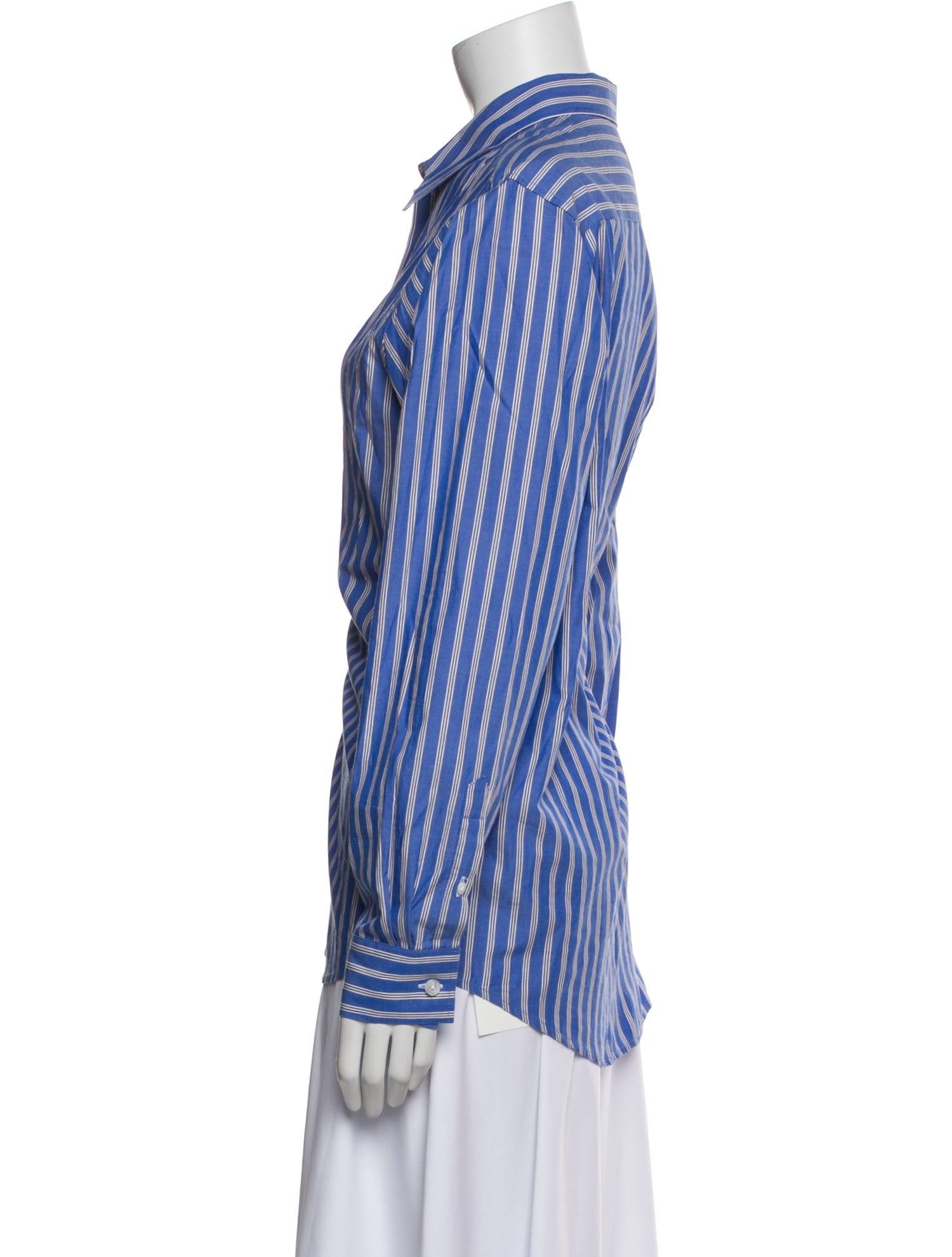 YAITTE Striped Long Sleeve Button-Up Top
