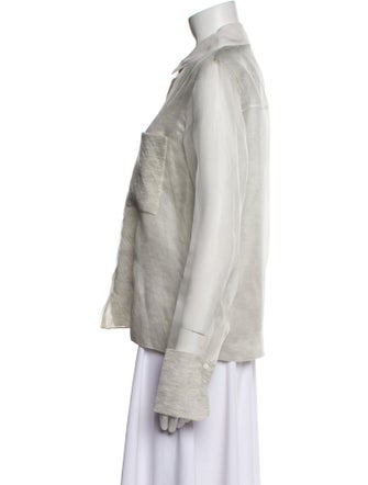 Yeon Silk Long Sleeve Button-Up Top